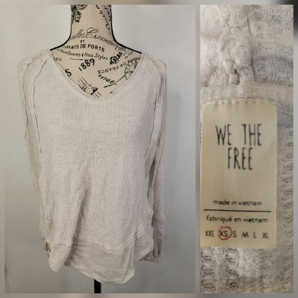 Free People Tops - Free People Sz XS Tunic Thermal Top Waffle Knit Ivory Oversized
